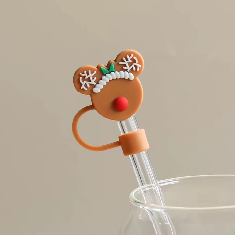 Cute Christmas Minnie Mouse Tumbler Straw Topper Protector